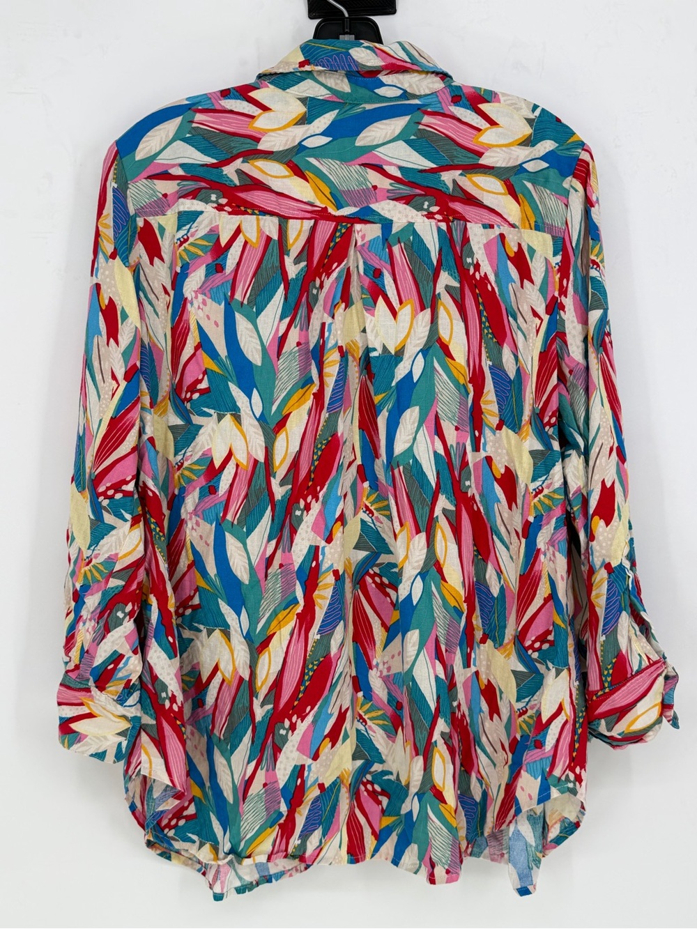 Bohemian Colorful Botanical Print Linen Blouse - Picture 5 of 6